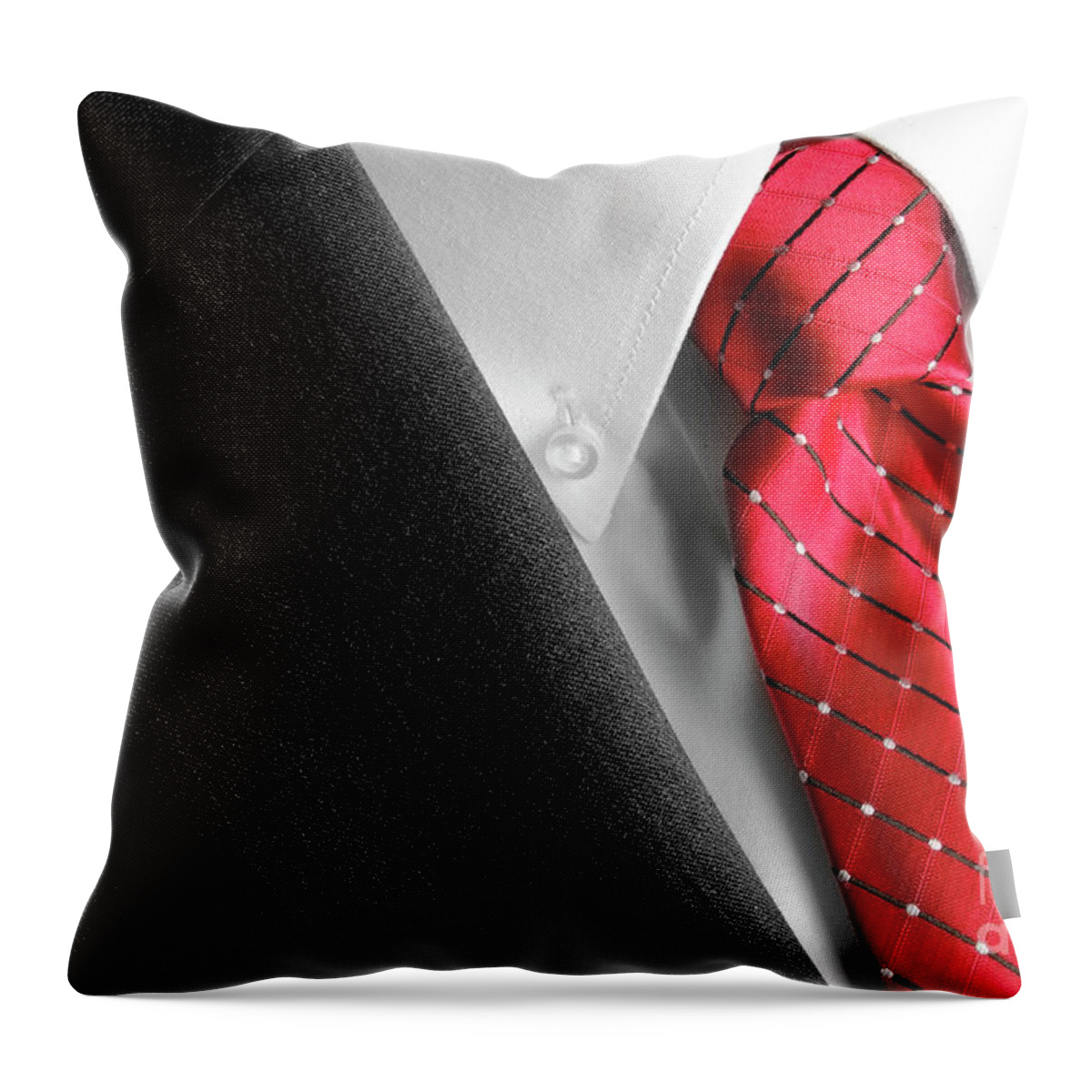 Apparel Throw Pillow featuring the photograph Business Suit White Shirt Red Tie Formal Wear Fashion by Lane Erickson