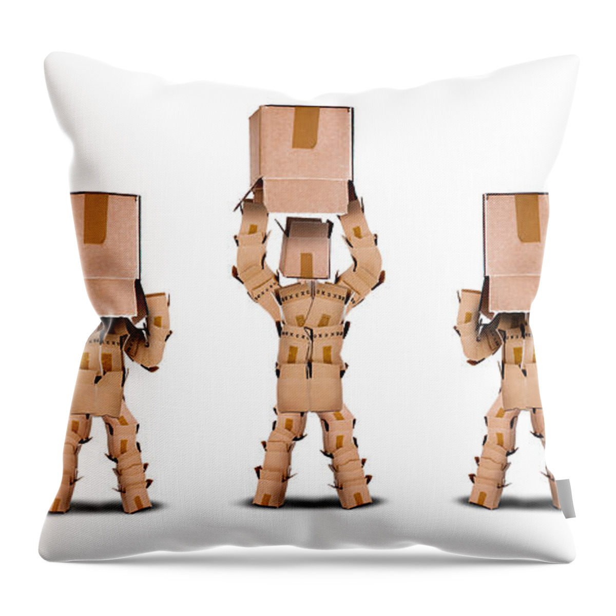 Thinking Throw Pillow featuring the photograph Business vision concept with boxmen characters by Simon Bratt