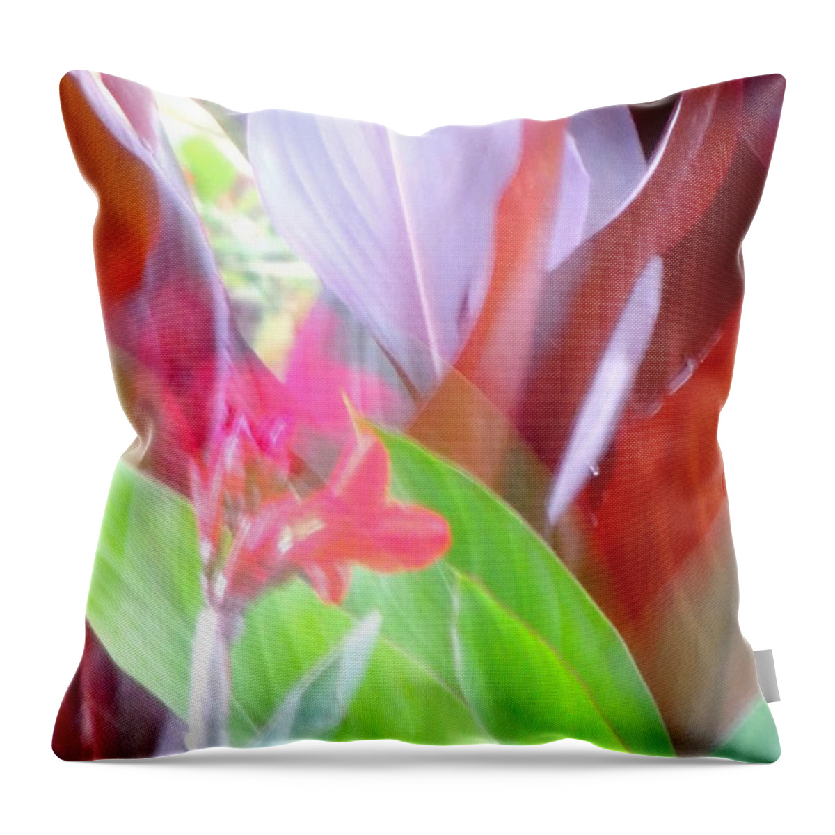  Throw Pillow featuring the painting Butchart Gadens Overexposed by Tracie L Hawkins