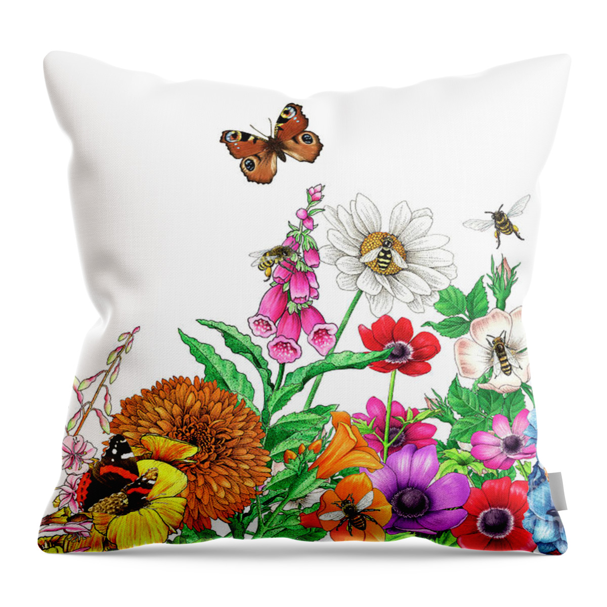 Butterflies Throw Pillow featuring the photograph Butterflies and bees by Alan Baker IKON images