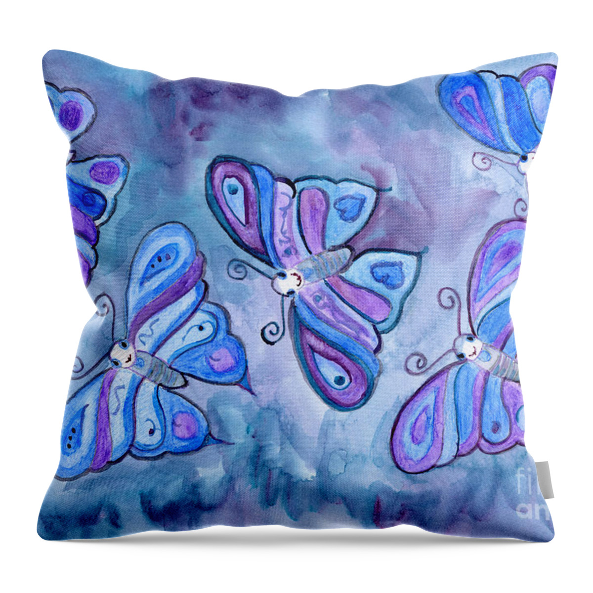 Butterfly Throw Pillow featuring the painting Butterflies by Julia Stubbe