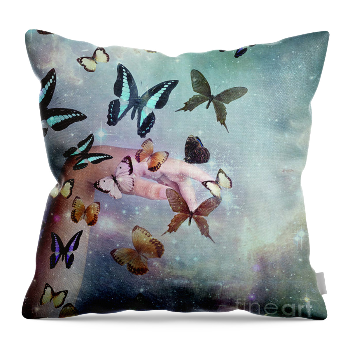 Butterfly Throw Pillow featuring the digital art Butterflies Reborn by Stephanie Frey