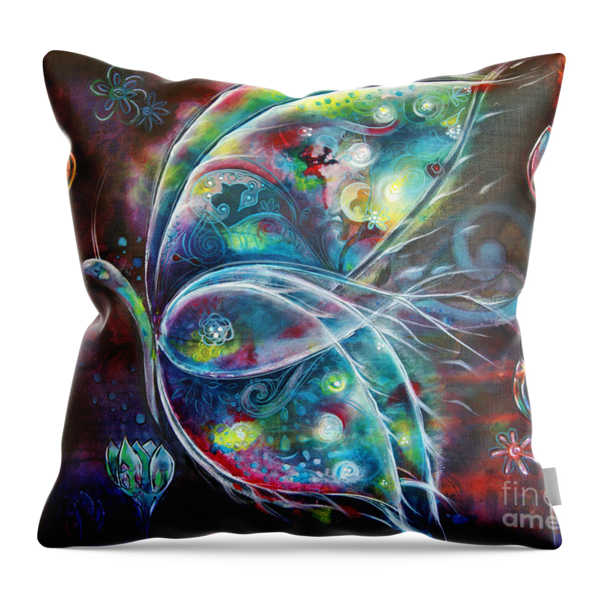 Butterfly Throw Pillow featuring the painting Butterfly Fiesta by Reina Cottier