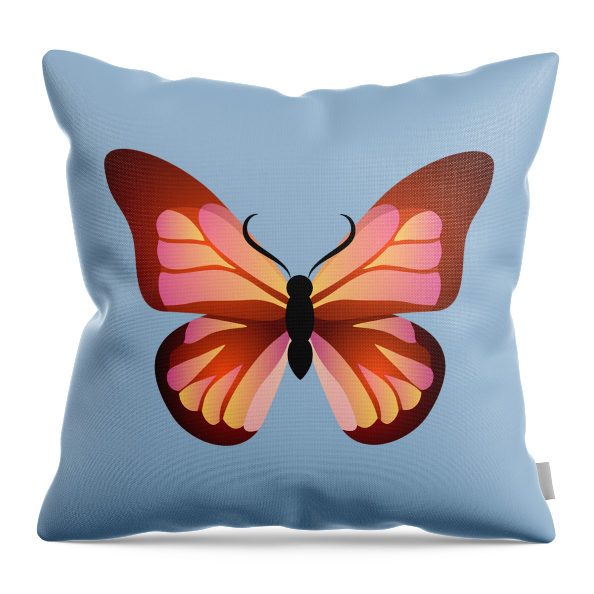 Butterfly Throw Pillow featuring the digital art Butterfly Graphic Pink and Orange by MM Anderson