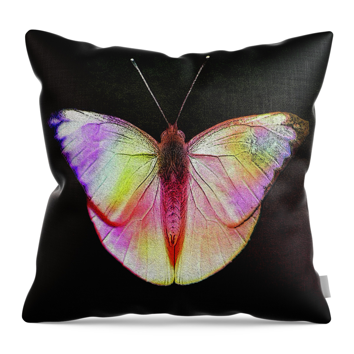 Butterfly Throw Pillow featuring the digital art Butterfly In Retro by Manjot Singh Sachdeva