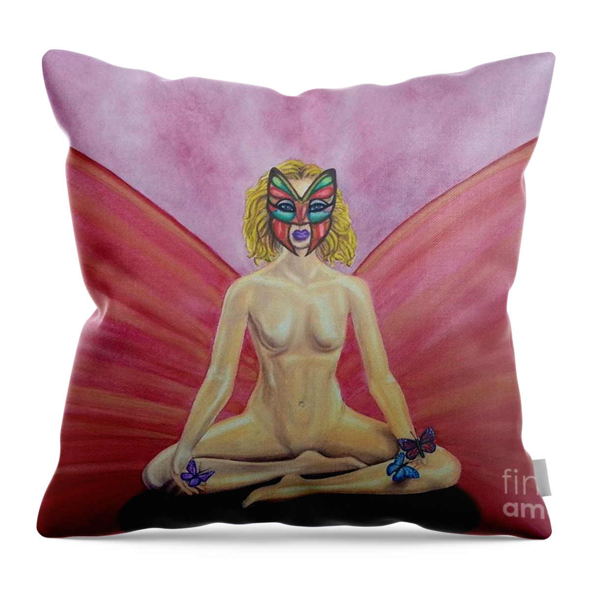 Butterfly Throw Pillow featuring the painting Butterfly Meditation by Steed Edwards