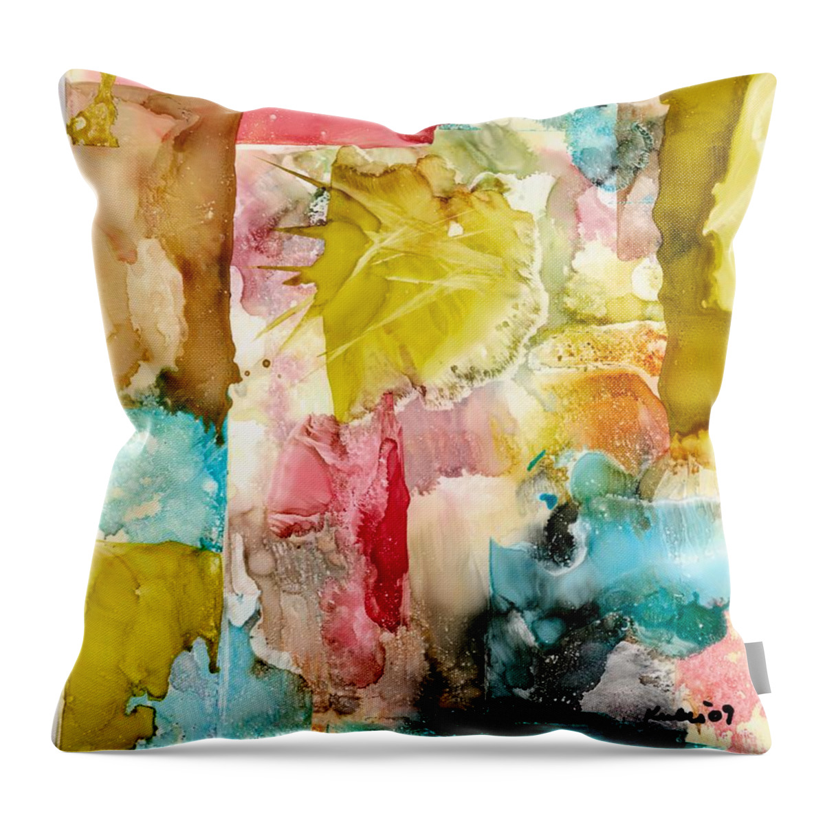 Abstract Throw Pillow featuring the painting Butterfly Morning by Susan Kubes
