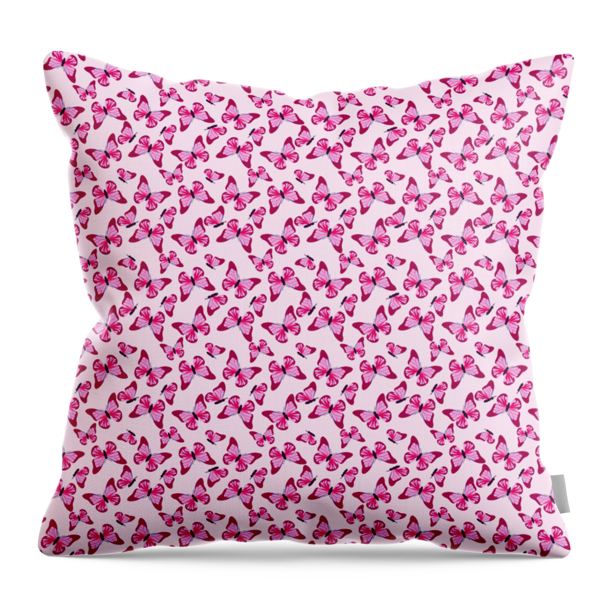 Animal Graphic Throw Pillow featuring the digital art Butterfly Pattern in Pink by MM Anderson