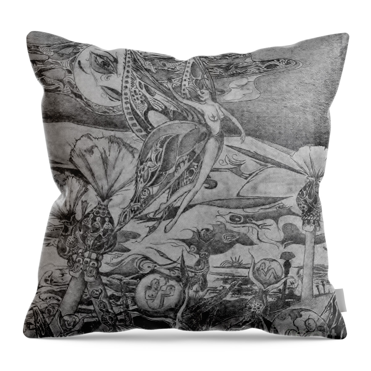 Butterfly Throw Pillow featuring the drawing Butterfly People by Elaine Berger