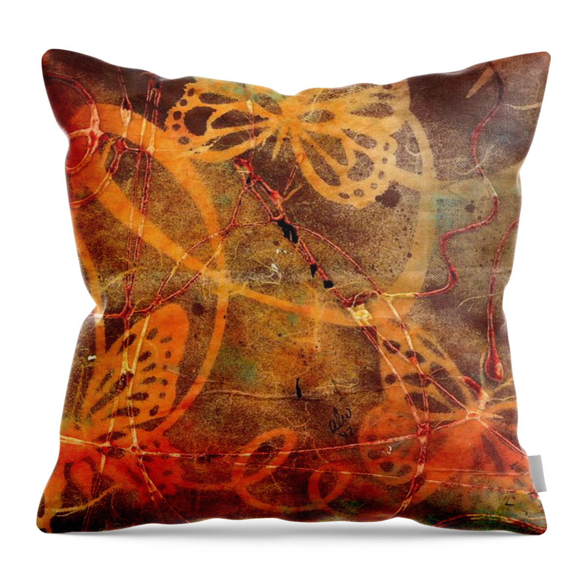 Acrylic Throw Pillow featuring the mixed media Butterfly Sun Dance by Angela L Walker