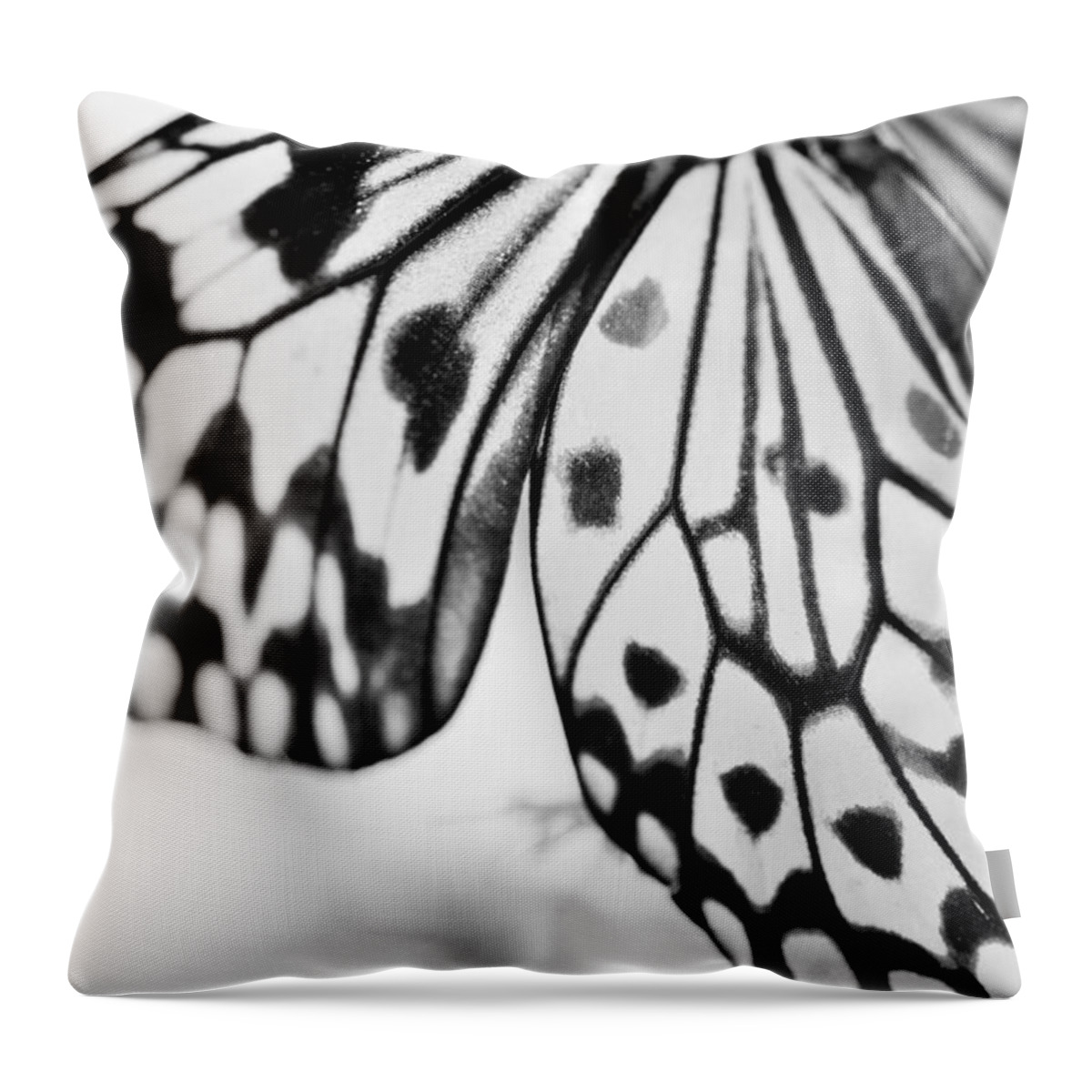 Butterfly Wings Throw Pillow featuring the photograph Butterfly Wings 3 - Black And White by Marianna Mills