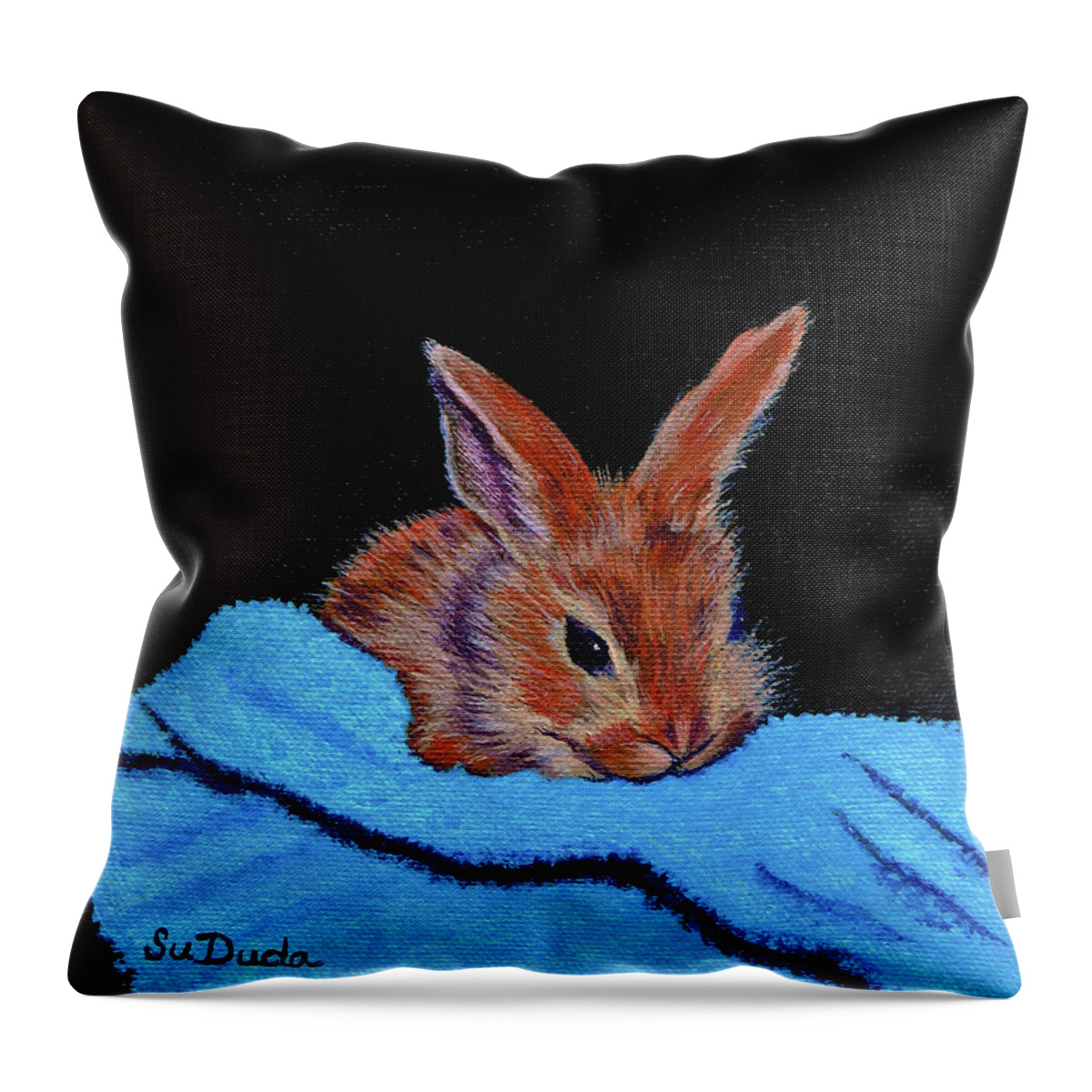 Butterscotch Bunny Throw Pillow featuring the painting Butterscotch Bunny by Susan Duda