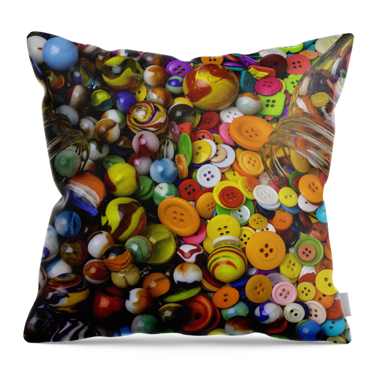 Two Throw Pillow featuring the photograph Buttons And Marbles by Garry Gay