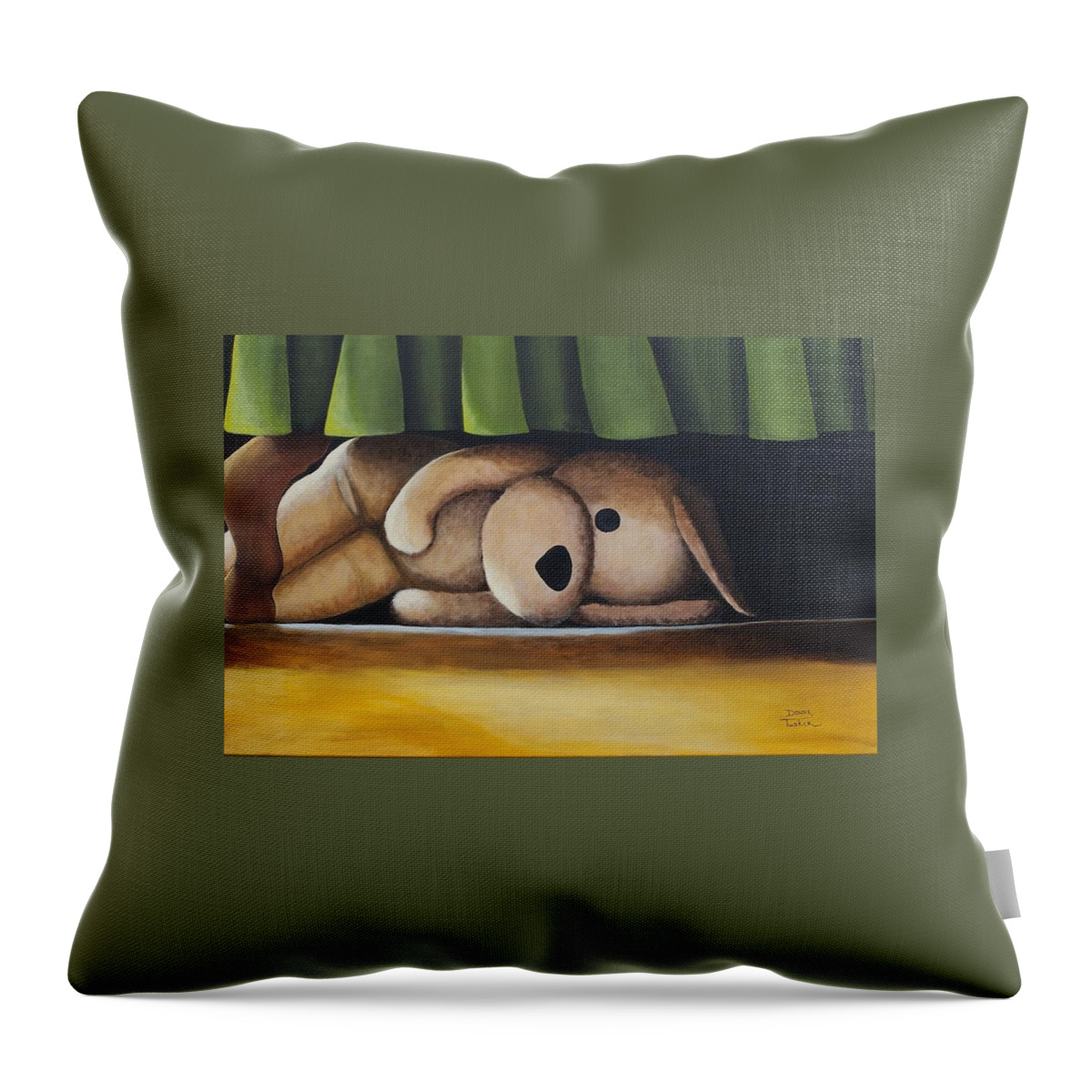 Stuffed Animal Throw Pillow featuring the painting Buttons by Donna Tucker