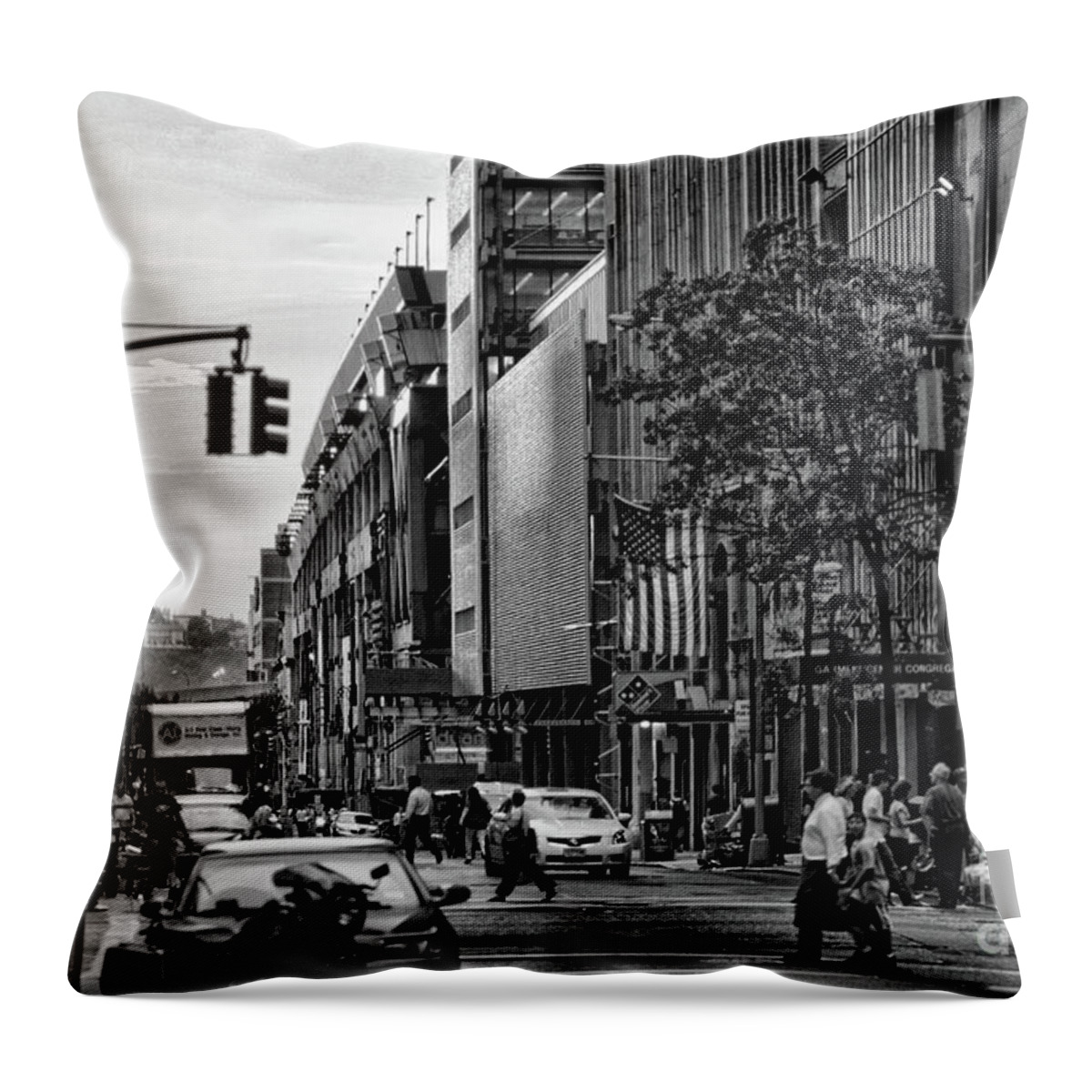 New York Throw Pillow featuring the photograph BW streets 4 by Chuck Kuhn