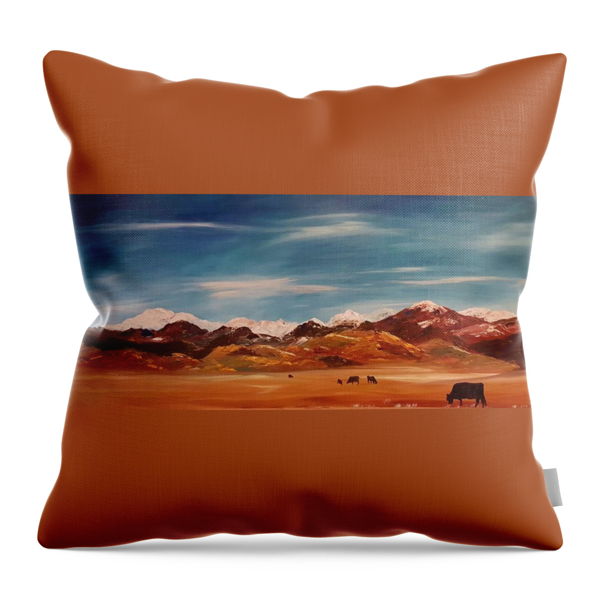 Alder Montana Throw Pillow featuring the painting By Alder -Tobacco Root Mountains by Cheryl Nancy Ann Gordon