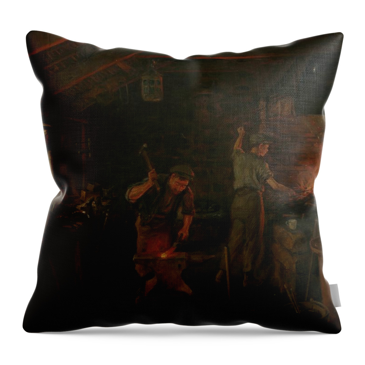 Interior Throw Pillow featuring the painting By Hammer and Hand all Arts doth Stand by William Banks Fortescue