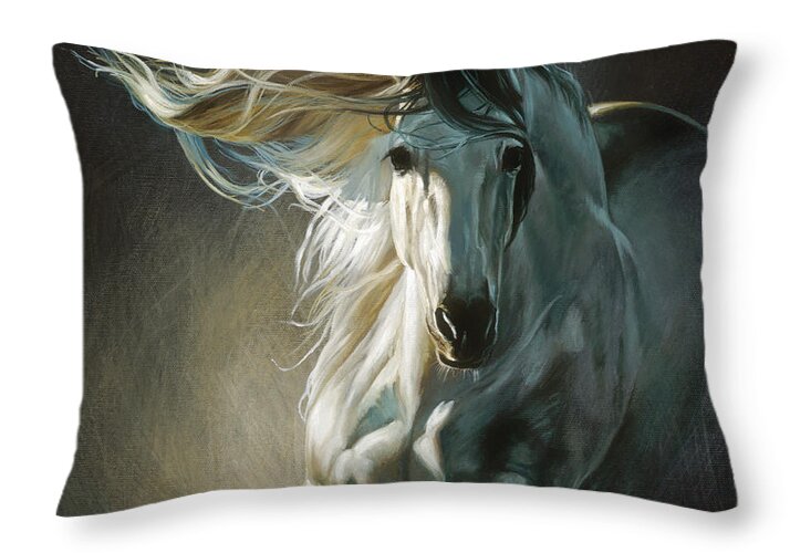 Horse Throw Pillow featuring the painting By Moonlight by Heather Edwards