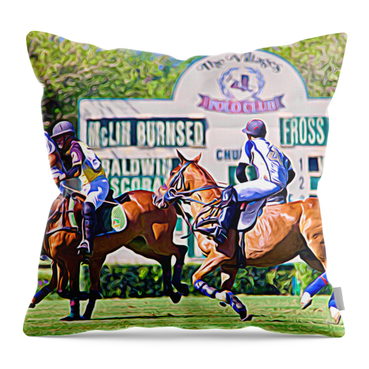 Alicegipsonphotographs Throw Pillow featuring the photograph By The Polo Score Board by Alice Gipson