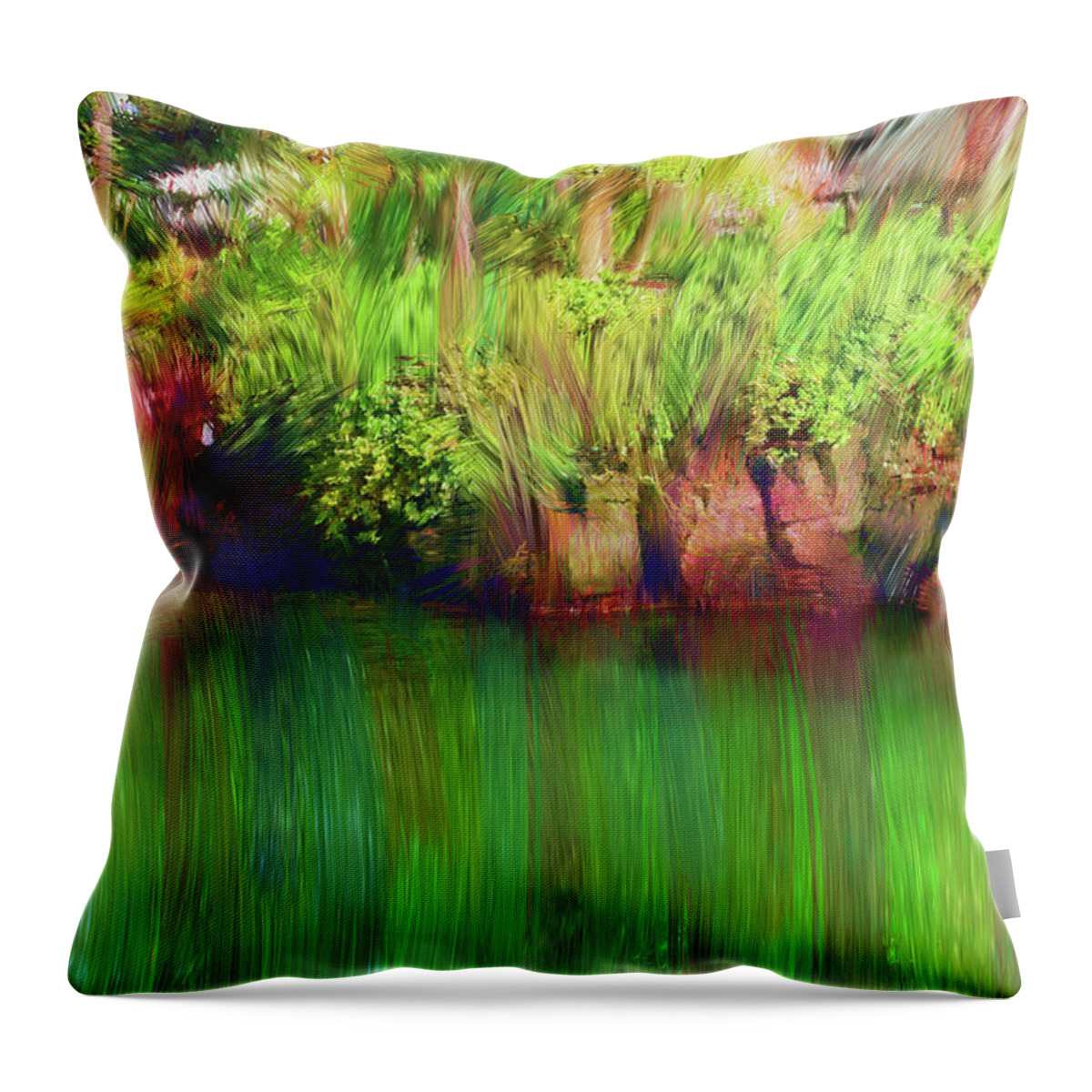 Nature Throw Pillow featuring the digital art By the Pond by Karen Nicholson