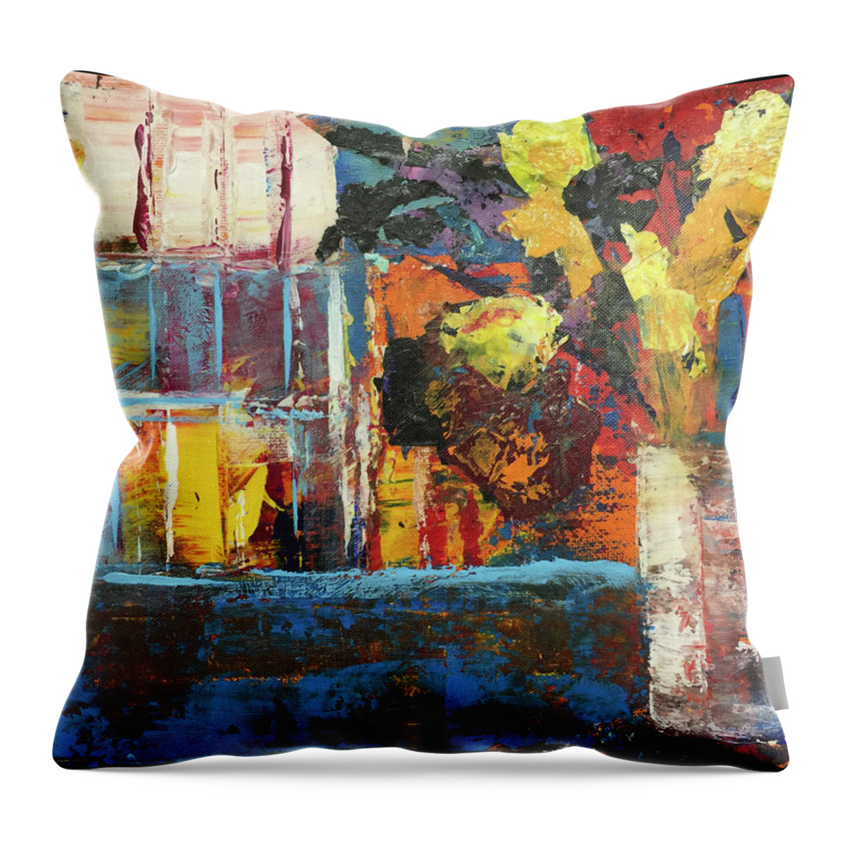 Yellow Throw Pillow featuring the painting By the Window by Linda Bailey