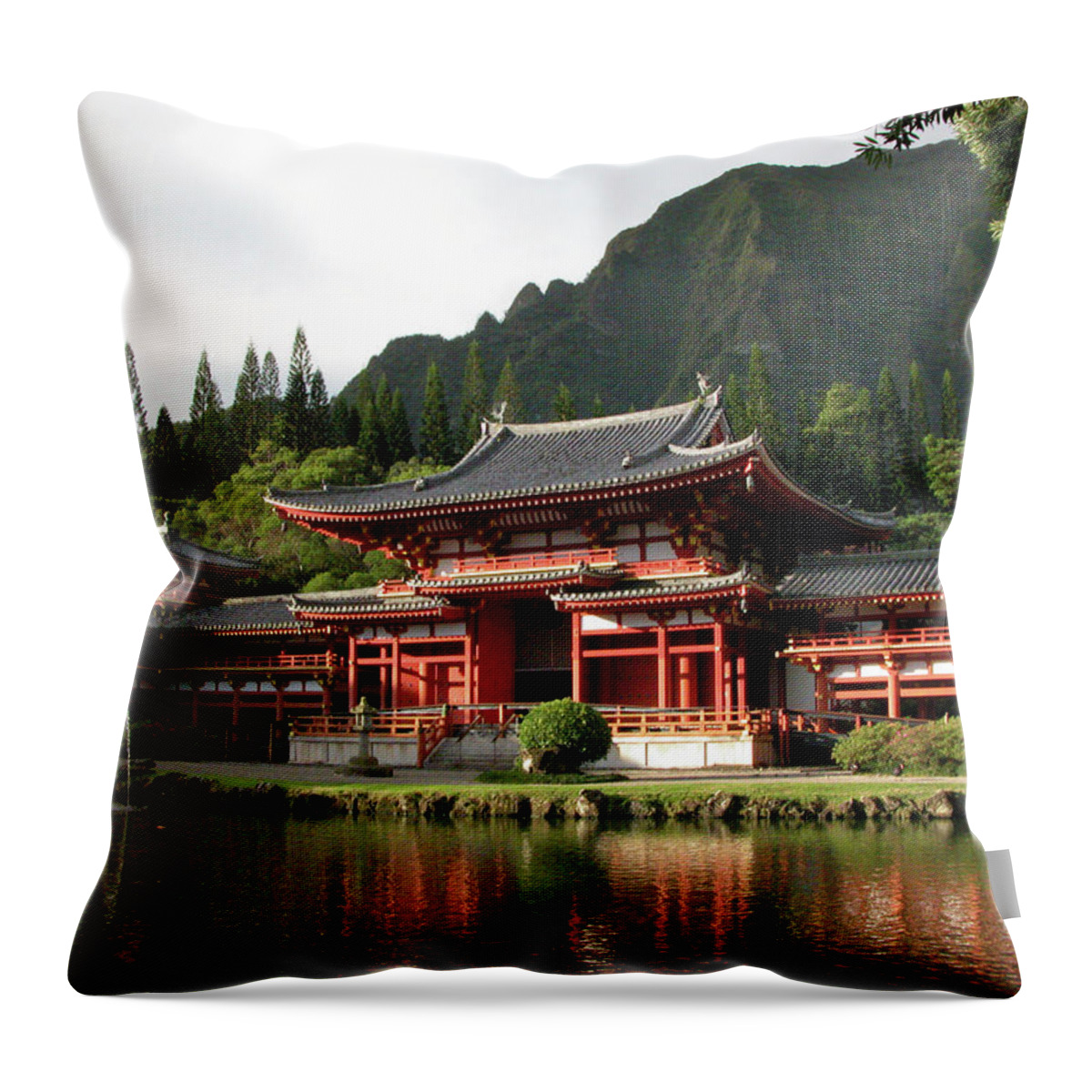 Hawaii Throw Pillow featuring the photograph Byodo-In Temple, Oahu, Hawaii by Mark Czerniec