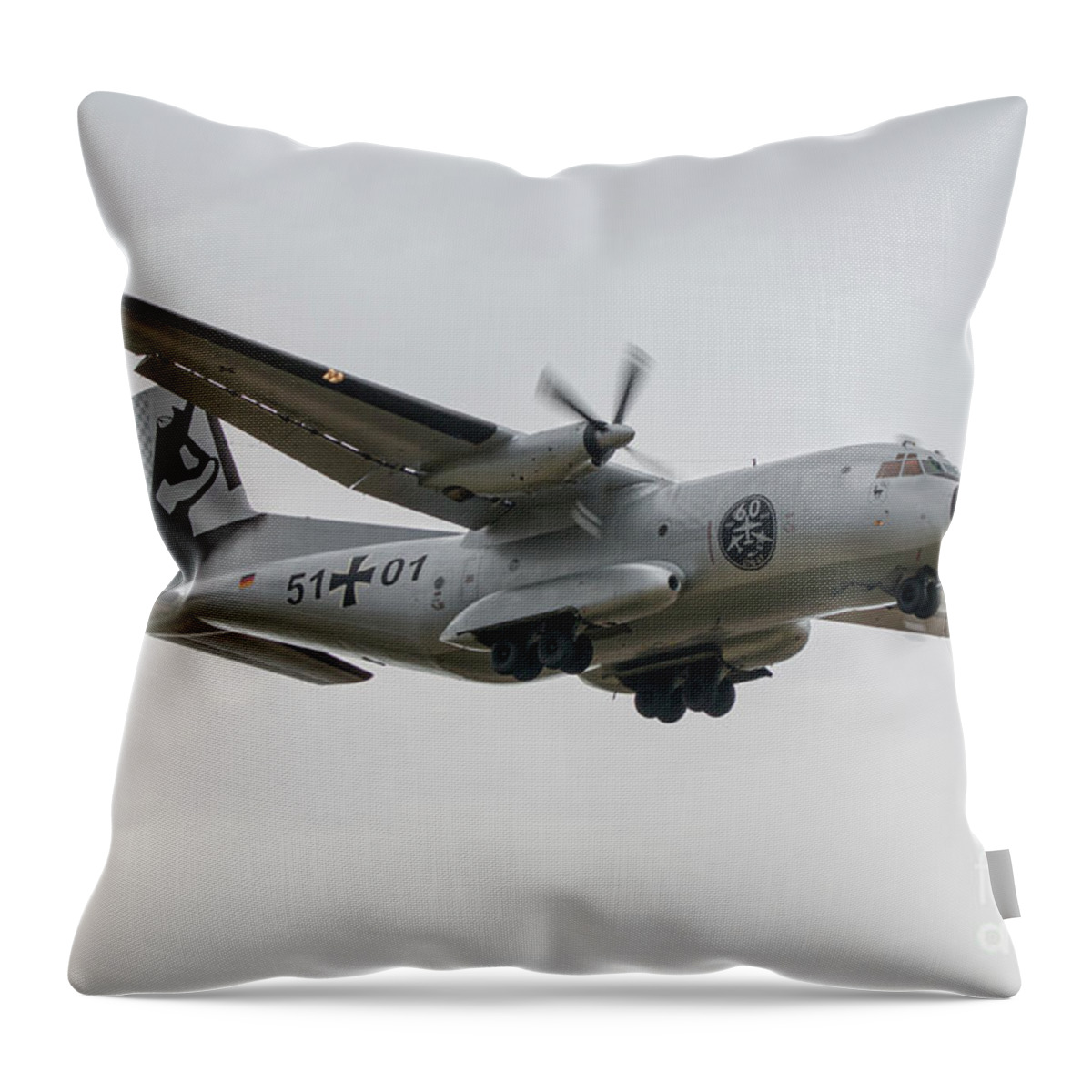 C160 Throw Pillow featuring the digital art C-160 Transall by Airpower Art