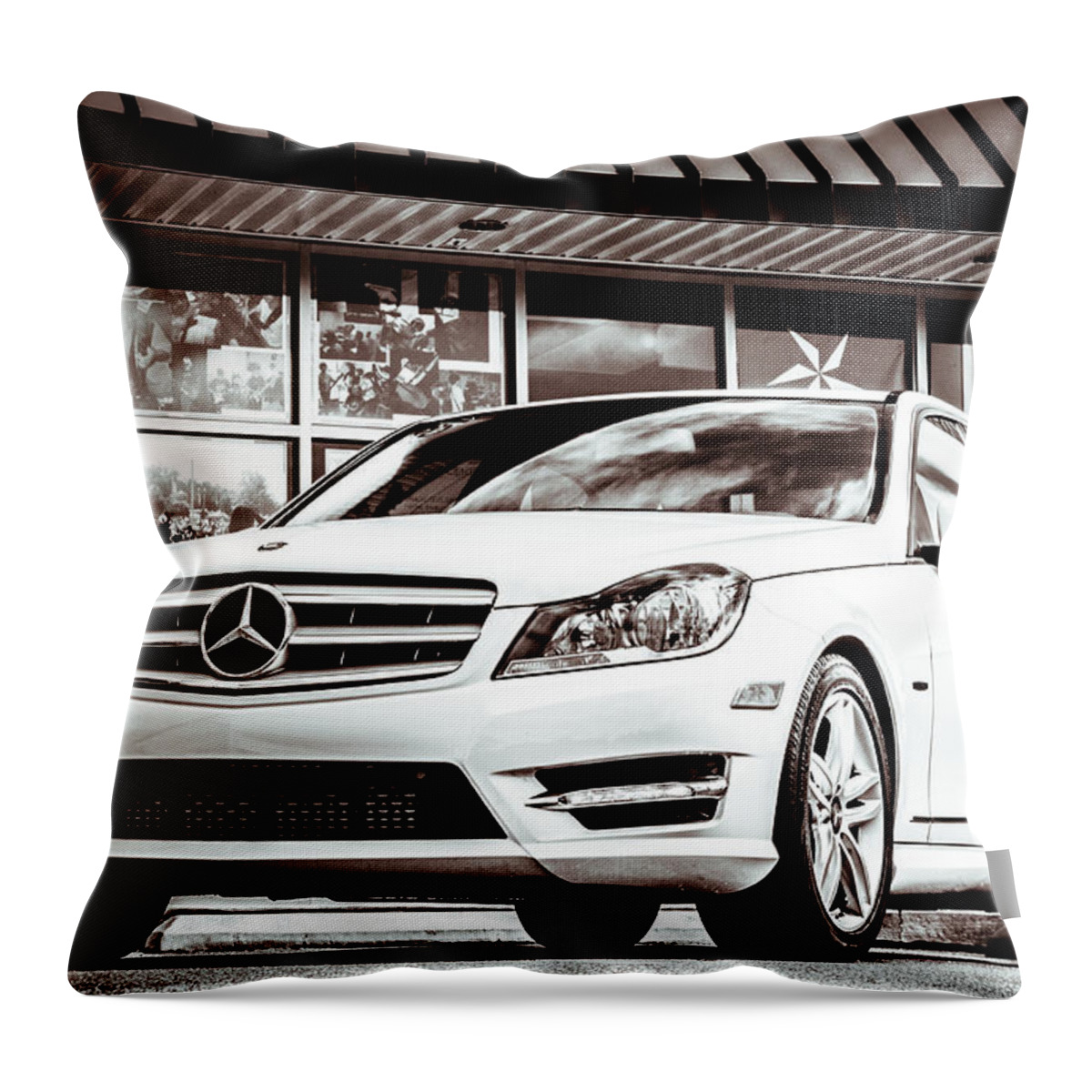 C250 Throw Pillow featuring the photograph C250 in Black and White by Wade Brooks