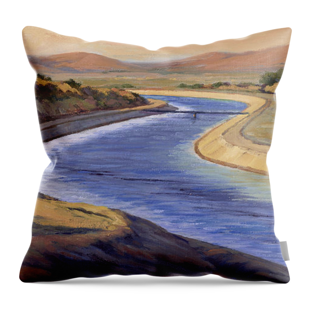 Blue Throw Pillow featuring the painting CA Aqueduct 2 by Jane Thorpe