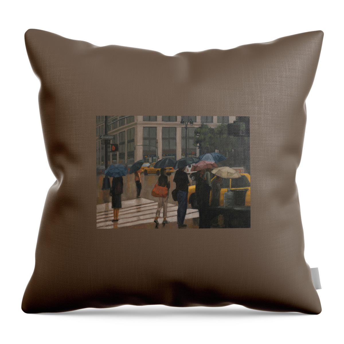 Cabs Throw Pillow featuring the painting Cab Line by Tate Hamilton