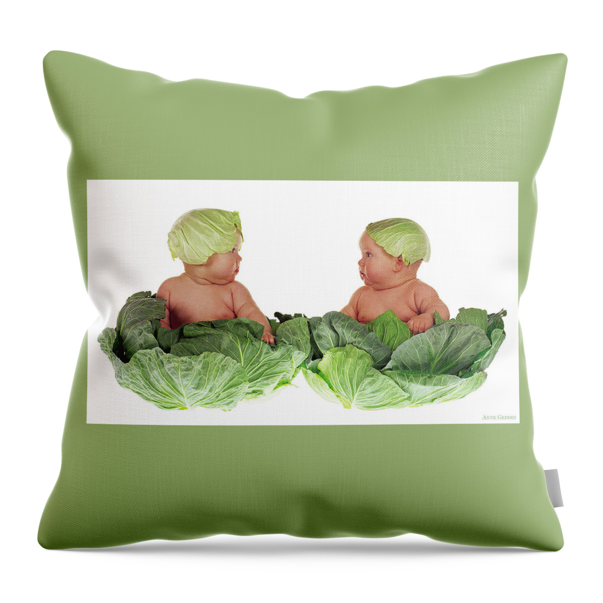 Baby Throw Pillow featuring the photograph Cabbage Kids by Anne Geddes