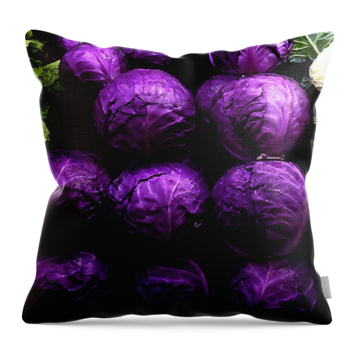Cabbage Throw Pillow featuring the digital art Cabbages by David Blank
