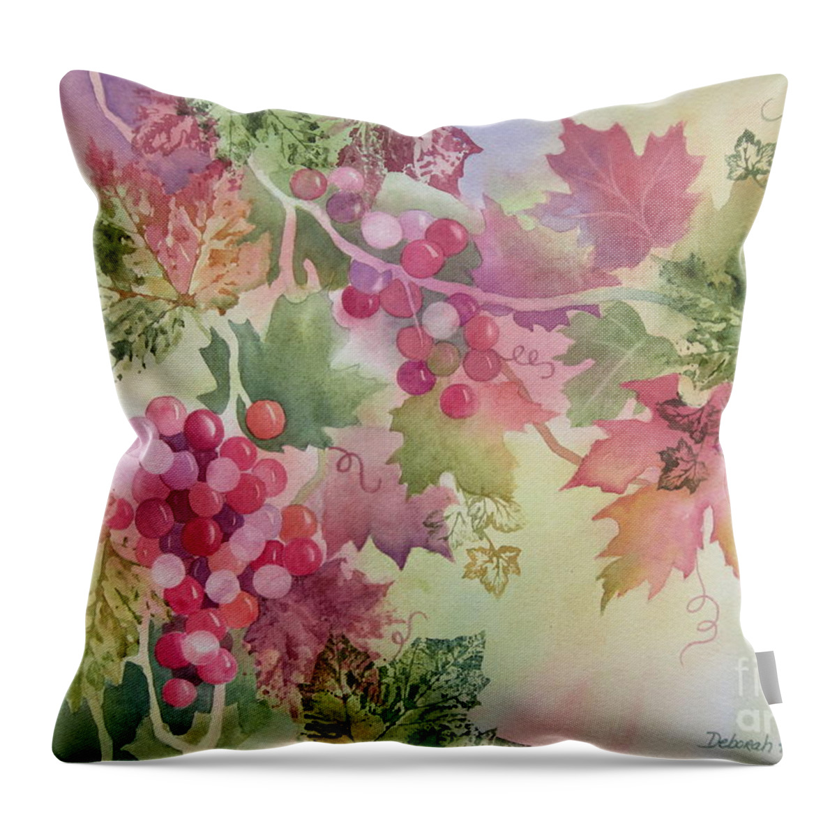 Grapes Throw Pillow featuring the painting Cabernet by Deborah Ronglien