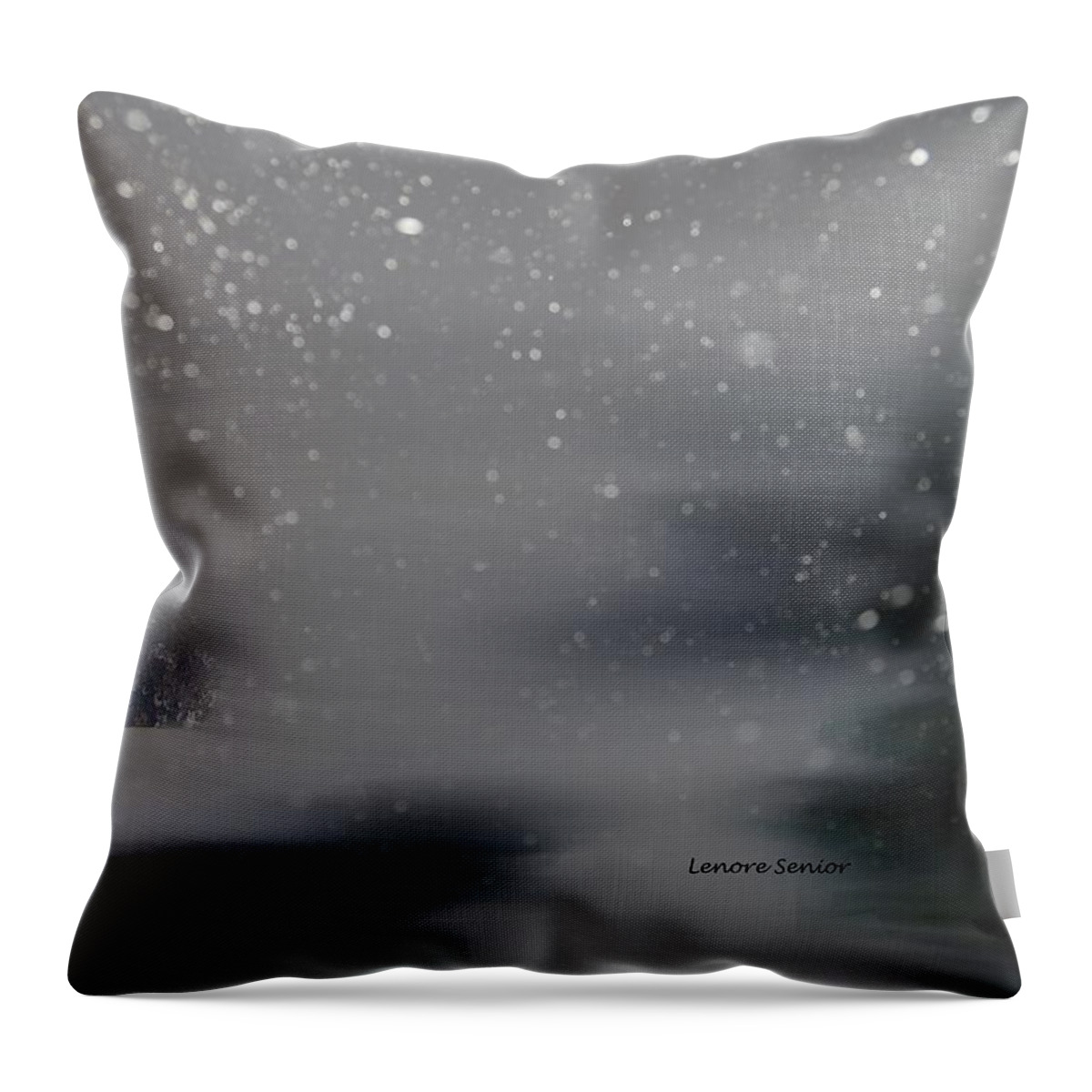 Abstract Throw Pillow featuring the painting Cabin in the Snow by Lenore Senior