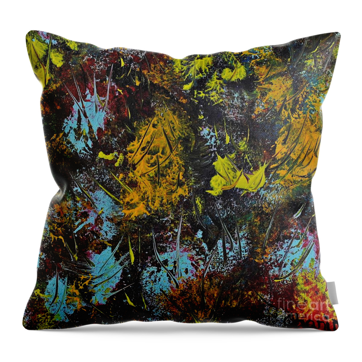 Abstract Throw Pillow featuring the painting Cacti by Chani Demuijlder