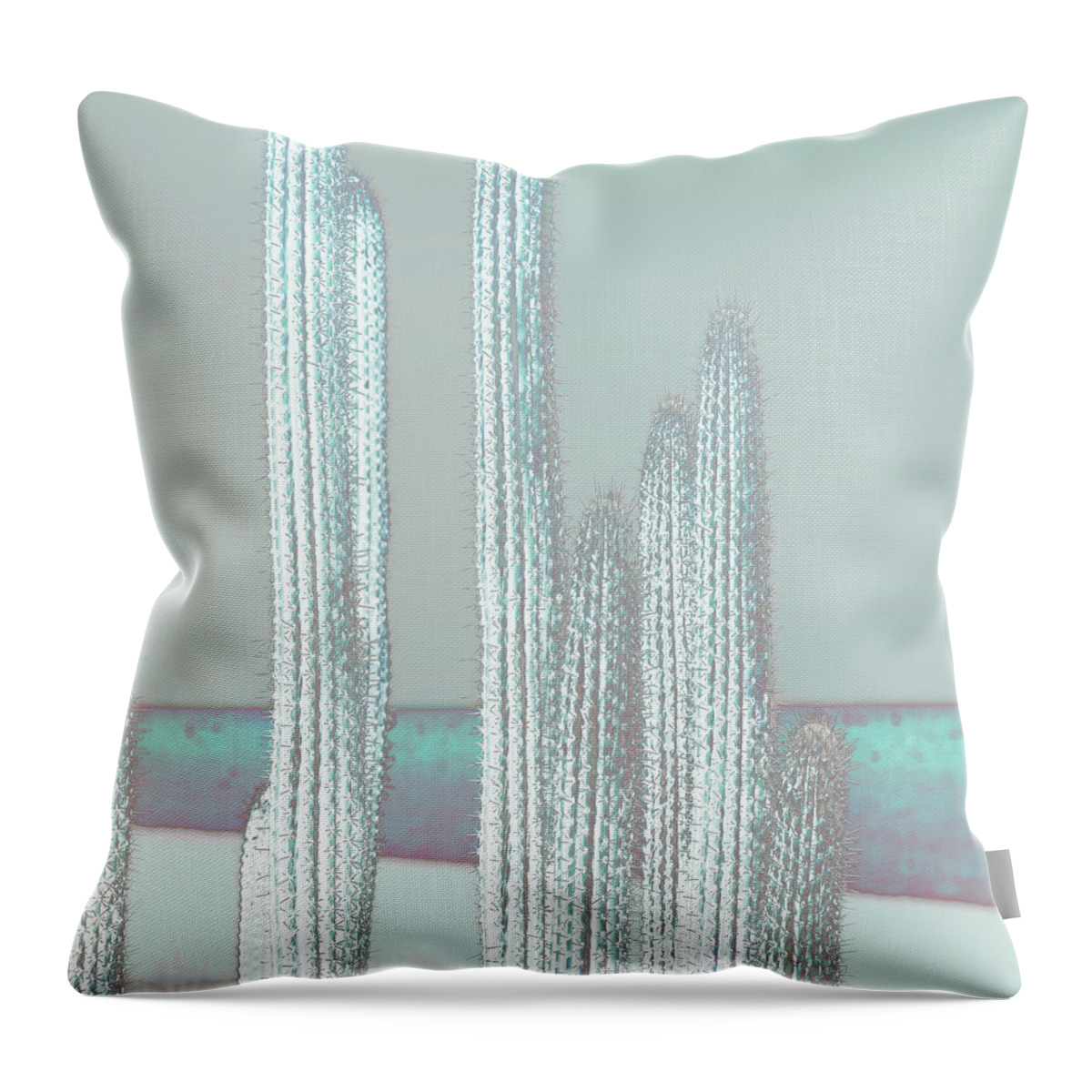 Digital Art Throw Pillow featuring the digital art Cactus-blues by Suzanne Carter