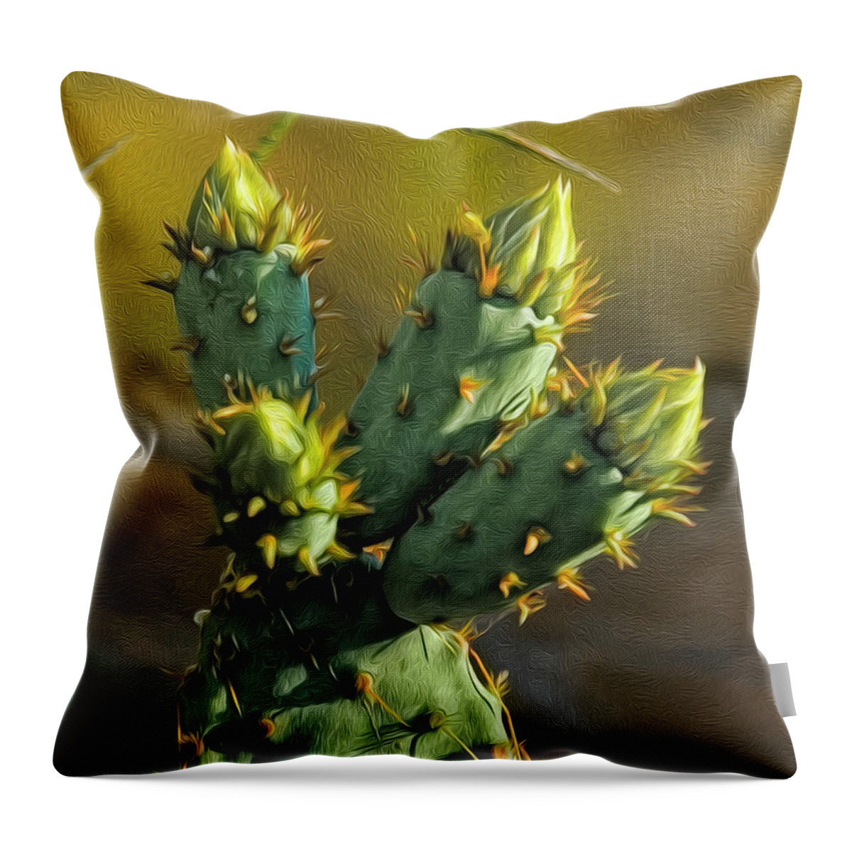 Arizona Throw Pillow featuring the photograph Cactus Buds op52 by Mark Myhaver