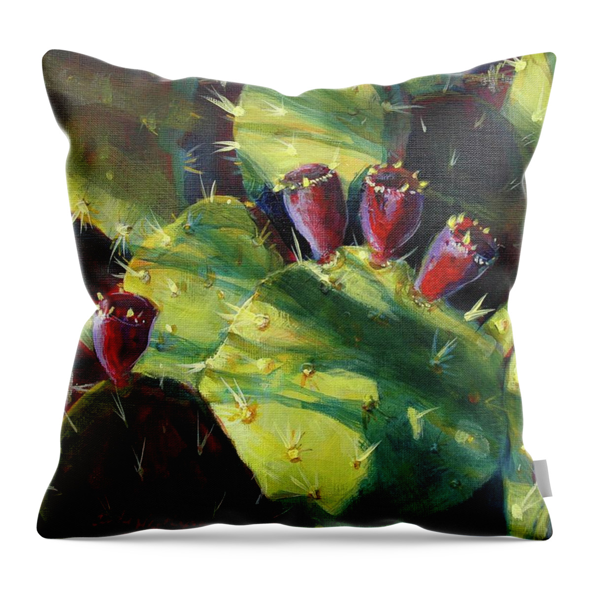 Art Throw Pillow featuring the painting Cactus Shadows by Cynthia Westbrook