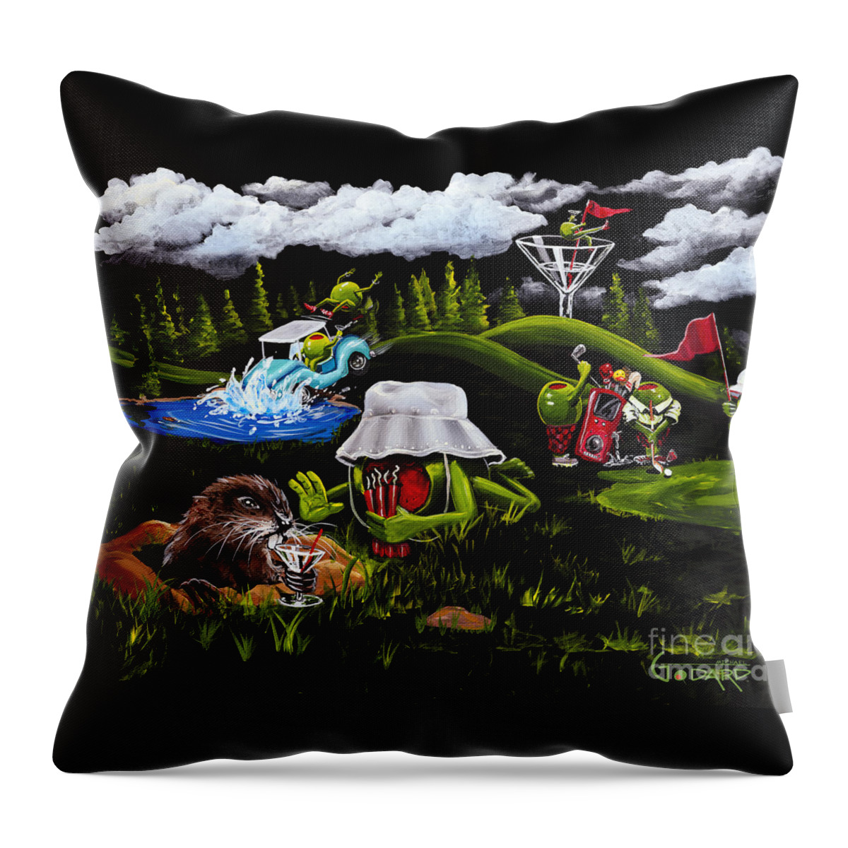 Caddyshack Throw Pillow featuring the painting Caddy Shack by Michael Godard