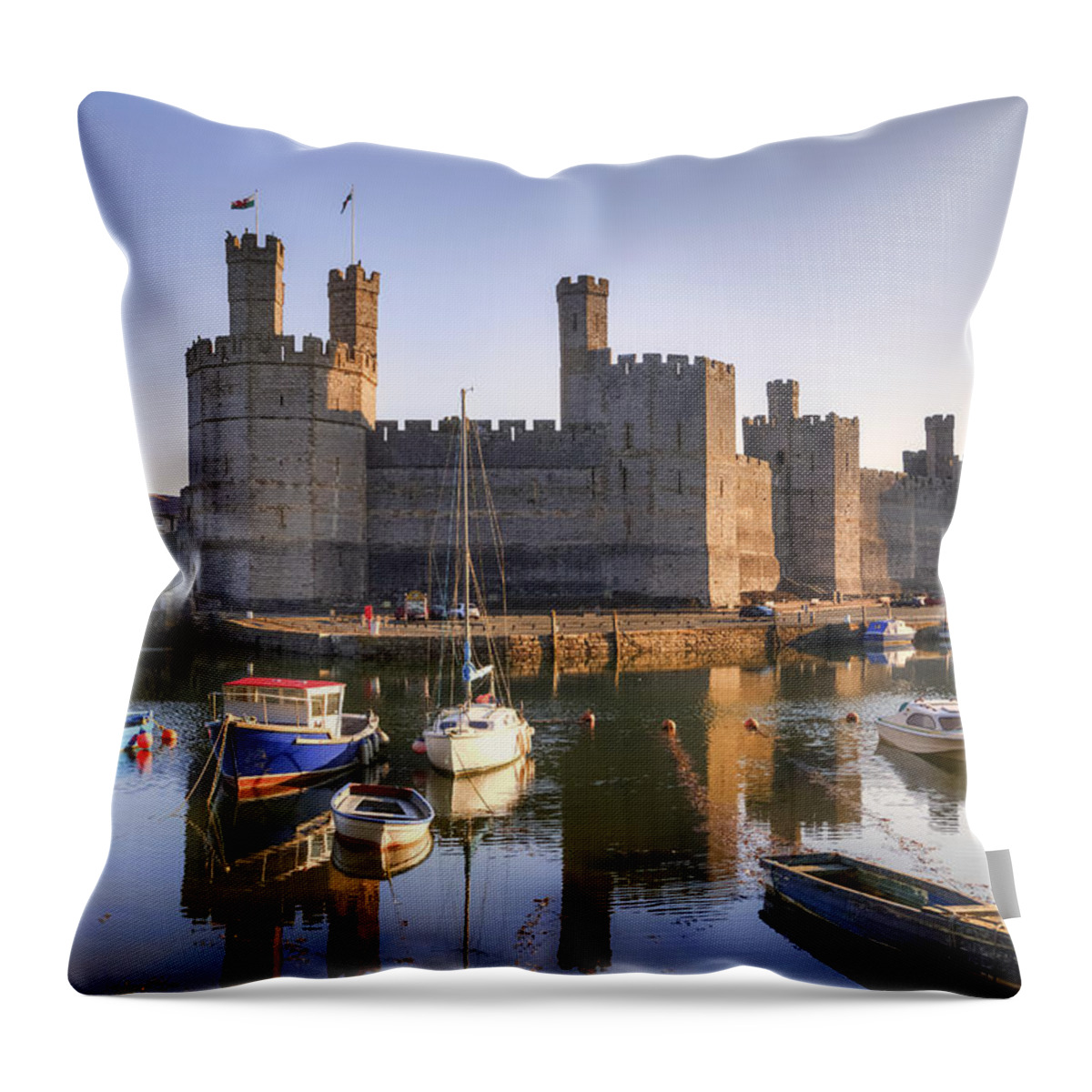 Caernarfon Castle Throw Pillow featuring the photograph Caernafon Castle - Wales by Joana Kruse