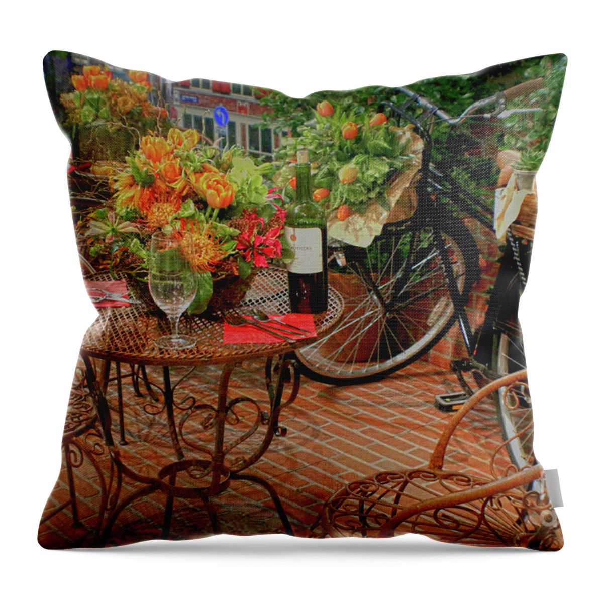 Cafe Throw Pillow featuring the photograph Cafe Dutch Style by Sandy Moulder