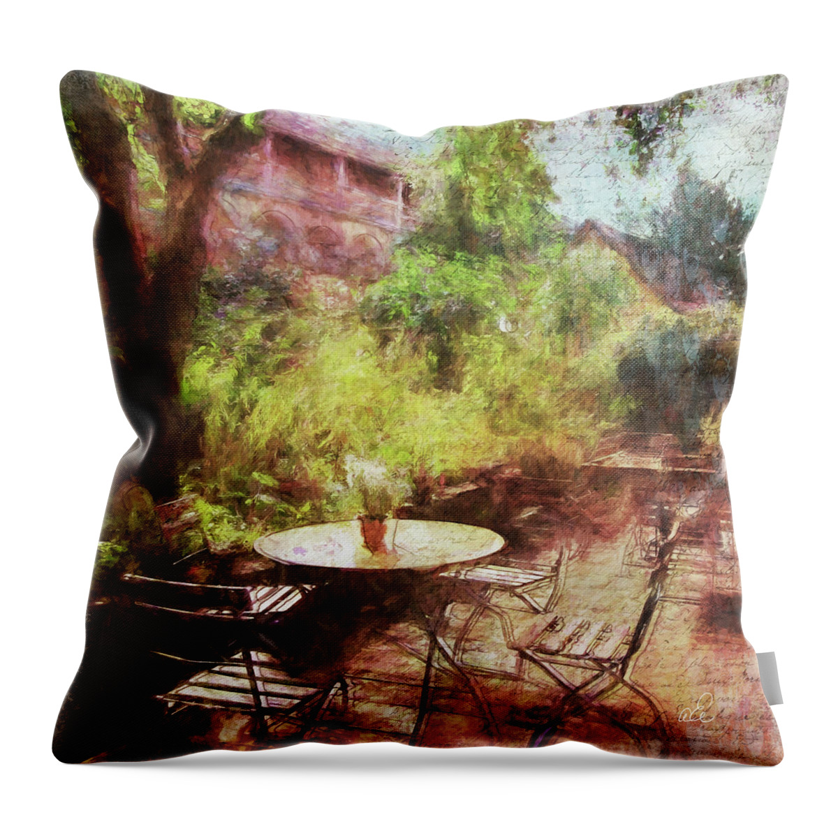 Caf� Throw Pillow featuring the photograph Cafe Gerberhaus by Looking Glass Images