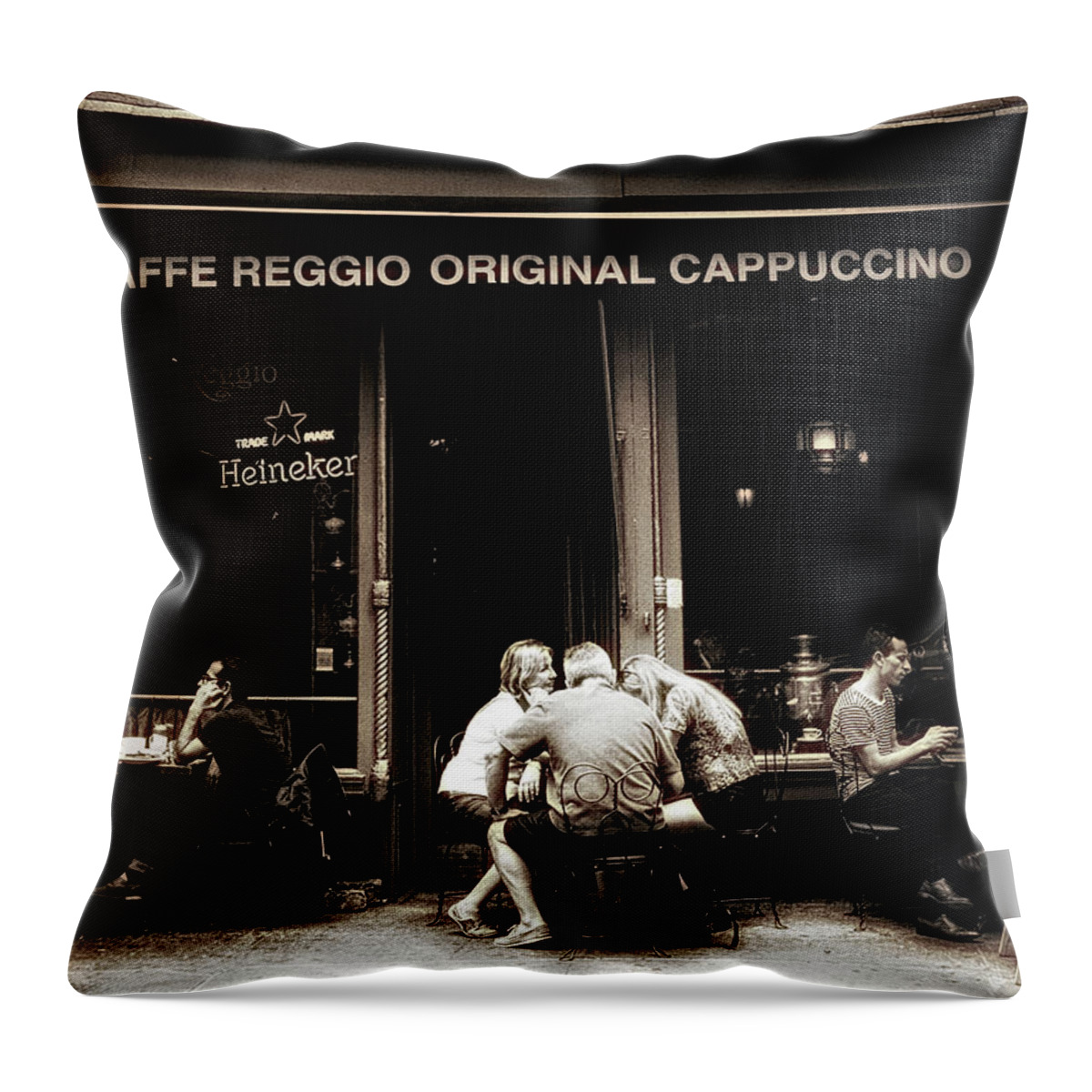 Cafe Throw Pillow featuring the photograph Caffe Reggio Scene by Jessica Jenney