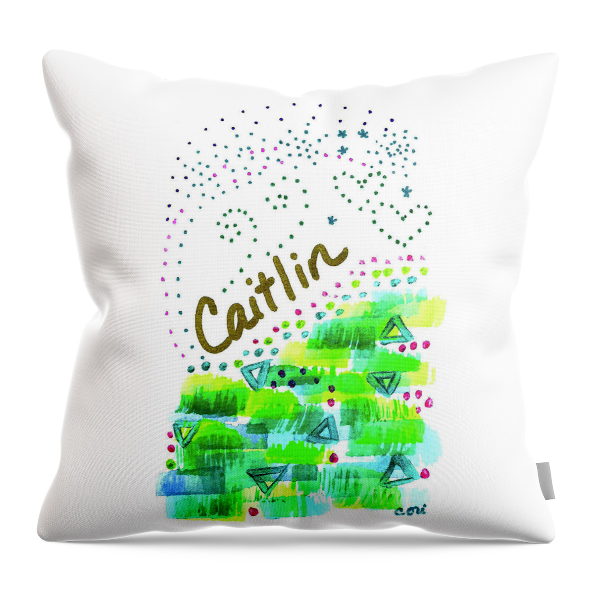 Personalize Throw Pillow featuring the painting Caitlin by Corinne Carroll