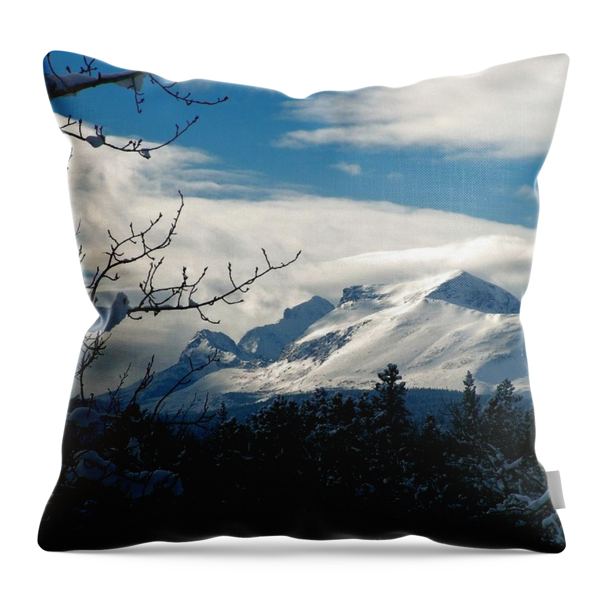 Calf Robe Mountain Throw Pillow featuring the photograph Calf Robe Mountain in Winter by Tracey Vivar