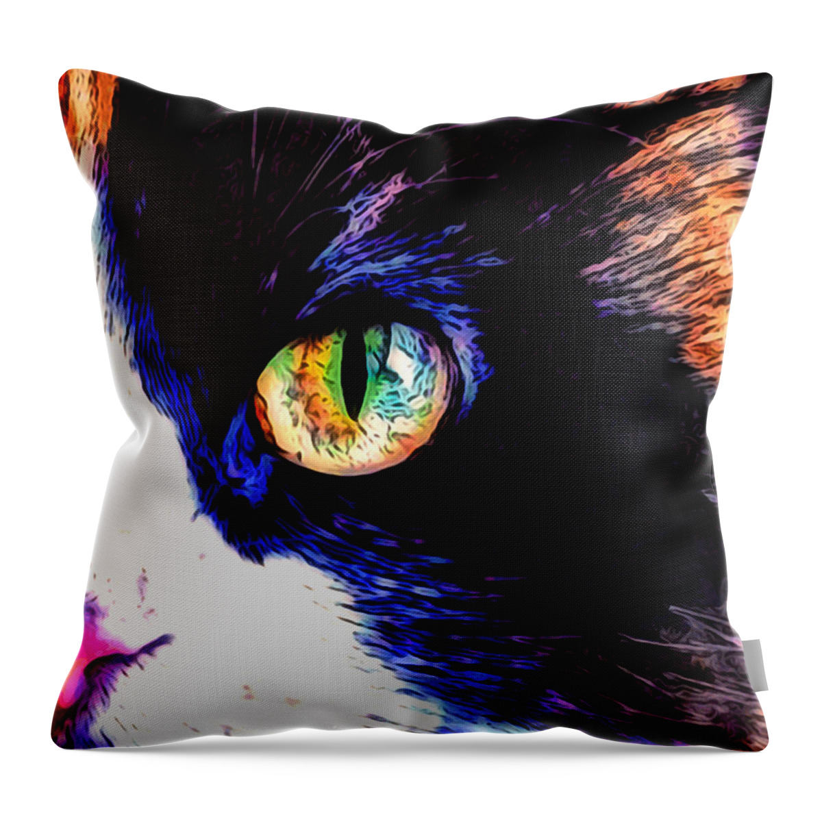 Cat Throw Pillow featuring the photograph Calico Cat by Kathy Kelly
