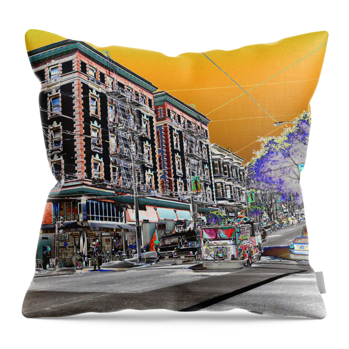 (twelve Story( Tenth Floor ) (tenant)(apartment Building) Elevator Throw Pillow featuring the photograph California Street by Tom Kelly