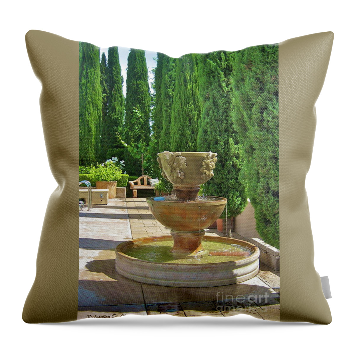 Cityscape Throw Pillow featuring the photograph Californian Tuscan Villa by Italian Art