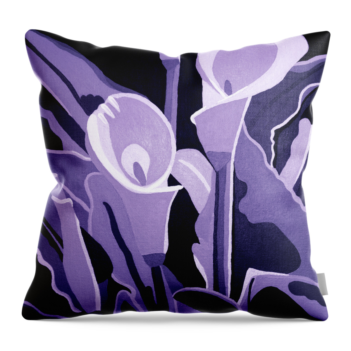 Calla Lillies Throw Pillow featuring the painting Calla Lillies Lavender by Angelina Tamez