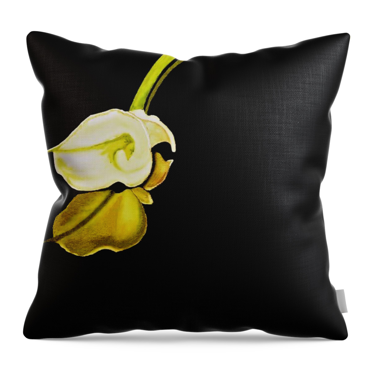 Flower Throw Pillow featuring the painting Calla Lily Reflection by Victoria Rhodehouse